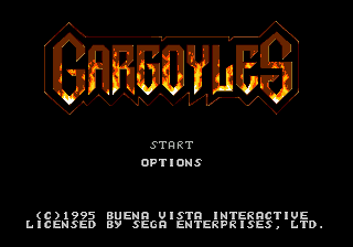 Gargoyles title screen for Sega Genesis